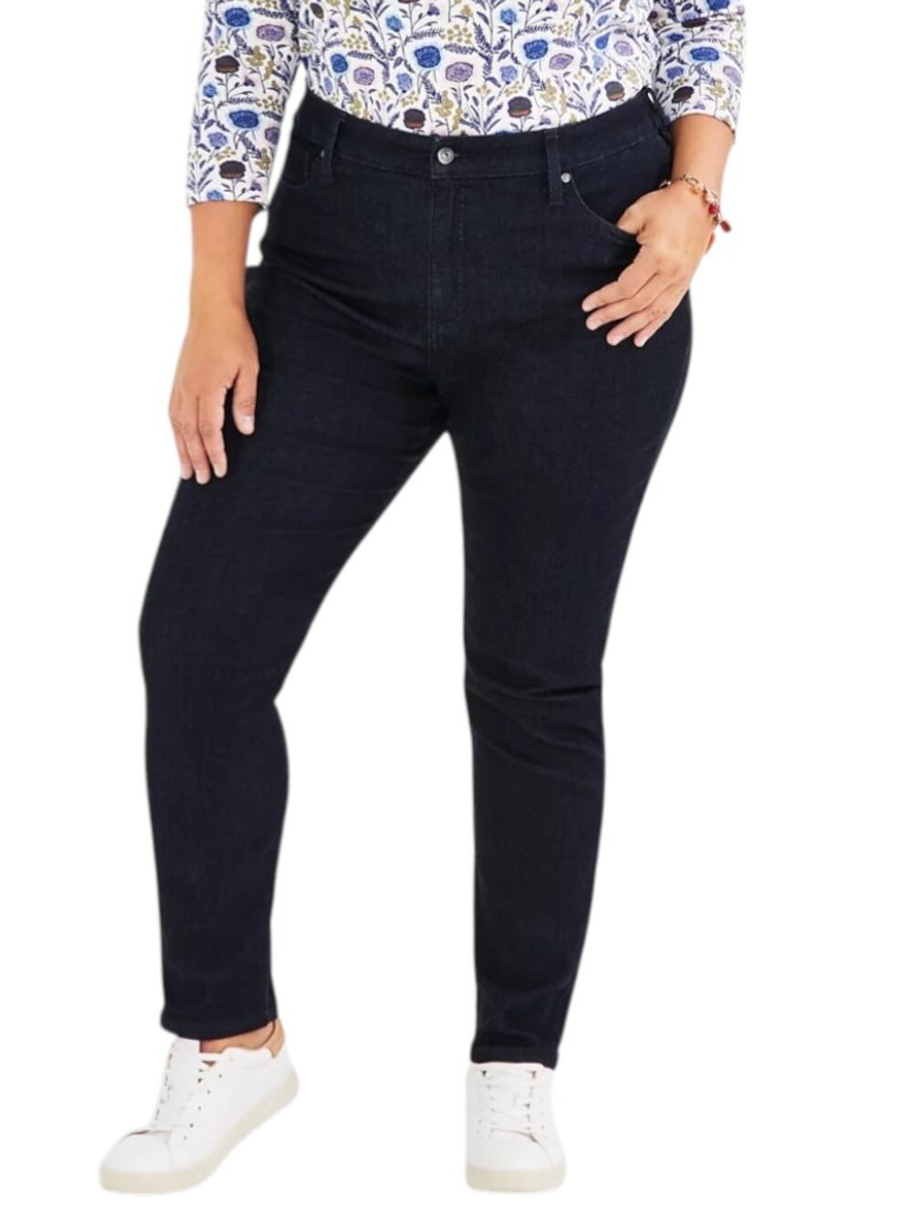 Style & Co Plus Size High-Rise Straight-Leg Jeans - 24W Dark Blue
